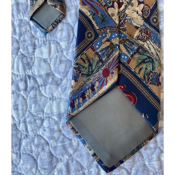 Agio Mehari's Senorita Cigar Men's Silk Tie Blue Red Cigar Box Logo 58x3 1/2" - Picture 6 of 8